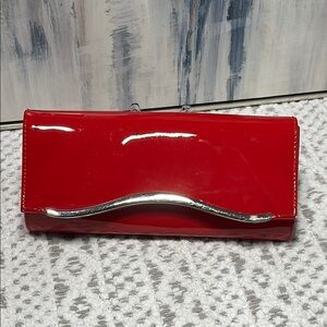 BOLD RED Evening Bag Silver Embellishment Evening Clutch *can add strap* GUC